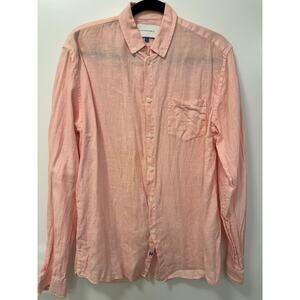 Solid & Striped Button-Down Shirt Men's Large Pink Linen Preppy Career Business